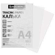 Калька А4 ВЫСОКОЙ ПРОЗРАЧНОСТИ, ПЛОТНАЯ, для печати и творчества, 90 г/м2, 100 листов, BRAUBERG, 116643