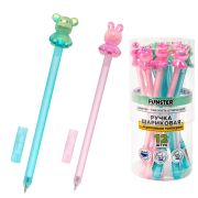 Ручка с акриловым топпером шариковая FUNSTER (ФАНСТЕР) «BEAR&BUNNY», СИНЯЯ, ассорти, пишущий узел 0,7 мм, линия письма 0,35 мм, 144372