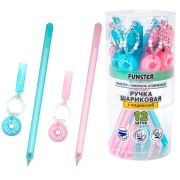 Ручка с подвеской шариковая FUNSTER (ФАНСТЕР) «DONUT», СИНЯЯ, ассорти, пишущий узел 0,7 мм, линия письма 0,35 мм, 144373