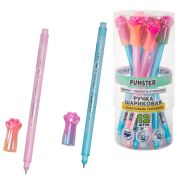 Ручка с акриловым топпером шариковая FUNSTER (ФАНСТЕР) «KITTY PAW», СИНЯЯ, ассорти, пишущий узел 0,7 мм, линия письма 0,35 мм, 144374