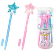 Ручка с топпером с блестками шариковая FUNSTER (ФАНСТЕР) «MAGIC STAR», СИНЯЯ, ассорти, пишущий узел 0,7 мм, линия письма 0,35 мм, 144379