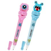 Ручка-спиннер с топпером шариковая FUNSTER (ФАНСТЕР) «MONSTERS», СИНЯЯ, ассорти, пишущий узел 0,7 мм, линия письма 0,35 мм, 144381