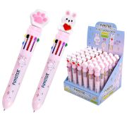 Ручка многоцветная с топпером шариковая автоматическая 10 ЦВЕТОВ FUNSTER (ФАНСТЕР) «WOW», ассорти, узел 0,7 мм, линия 0,35 мм, 144382