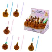 Ручка с пушистой подвеской шариковая FUNSTER (ФАНСТЕР) «FLUFFY CAPY», СИНЯЯ, пишущий узел 0,7 мм, 144521