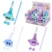 Ручка с пушистой подвеской шариковая FUNSTER (ФАНСТЕР) «FLUFFY HAT», СИНЯЯ, пишущий узел 0,7 мм, 144524