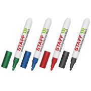 Маркеры стираемые для белой доски НАБОР 4 ЦВЕТА, STAFF «BASIC» WBM-200, 1-3 мм, 152639
