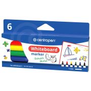 Маркеры стираемые для белой доски НАБОР 6 шт., 6 ЦВЕТОВ, CENTROPEN «Dry-Wipe», 1-2 мм, 2507/6, 525070601