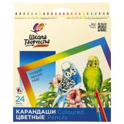 Карандаши цветные ЛУЧ «Школа Творчества», 24 цвета, трехгранные, натуральное дерево, 30С 1808-08