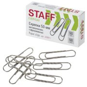 Скрепки большие 50 мм гофрированные 50 шт., STAFF «EVERYDAY», металлические, РОССИЯ, 220011