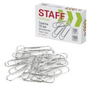 Скрепки STAFF «EVERYDAY», 28 мм, металлические, 100 шт., в картонной коробке, Россия, 220012