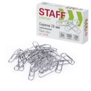Скрепки STAFF «EVERYDAY», 28 мм, оцинкованные, 100 шт., в картонной коробке, Россия, 224799