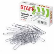 Скрепки большие 50 мм, STAFF «EVERYDAY», оцинкованные, 100 шт., в картонной коробке, РОССИЯ, 226755
