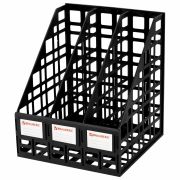 Лоток вертикальный для бумаг BRAUBERG «ULTRA», 240 мм, 3 отделения, сетчатый, сборный, черный, 238249