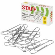 Скрепки большие 50 мм гладкие 50 шт., STAFF «EVERYDAY», металлические, РОССИЯ, 270434