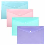 Папка-конверт с кнопкой ERICH KRAUSE «Diagonal Pastel», А4, до 120 л., непрозрачная, ассорти, 0,18 мм, 50322