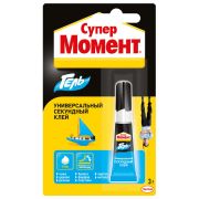 Клей-гель моментальный Супер МОМЕНТ, 3 г, отрывная мультикарта, 622917