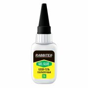 Клей-гель секундный суперклей УЛЬТРАПРОЧНЫЙ, МАКСИМАЛЬНЫЙ ОБЪЕМ, 20 грамм, RABBITEX (РАББИТЕКС), 609804