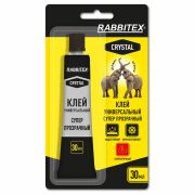 Клей универсальный «Crystal», СУПЕР ПРОЗРАЧНЫЙ кристальный, 30 мл, RABBITEX (РАББИТЕКС) «ДВА СЛОНА», 609815