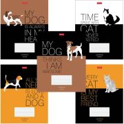 Тетрадь 18 л. HATBER клетка, обложка картон, «Умные звери» (5 видов в спайке), 18Т5В1