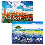 Альбом для рисования, А4, 48 л., гребень, обложка картон, BRAUBERG, 205х290 мм, «Летний пейзаж» (2 вида), 106328