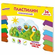 Пластилин классический ЮНЛАНДИЯ «ВЕСЁЛЫЙ ШМЕЛЬ», 36 цветов, 720 грамм, СО СТЕКОМ, ВЫСШЕЕ КАЧЕСТВО, 106434