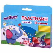 Пластилин мягкий ЮНЛАНДИЯ «ЮНЫЙ ВОЛШЕБНИК», 12 цветов 180 г, СО СТЕКОМ, ВЫСШЕЕ КАЧЕСТВО, европодвес, 106439