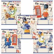 Тетрадь 18 л. HATBER клетка, обложка картон, «Корги_LIFE» (5 видов в спайке), 18Т5В1