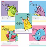 Тетрадь 12 л. HATBER клетка, обложка картон, «Little Elephant» (5 видов в спайке), 12Т5В1