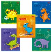 Тетрадь 12 л. HATBER клетка, обложка картон, тиснение, «Hello Dino» (5 видов в спайке), 12Т5тВ1