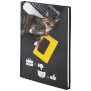Блокнот А5 (135х206 мм), 80 л., твердый, выборочный лак, клетка, STAFF, «Милый котик», 111603
