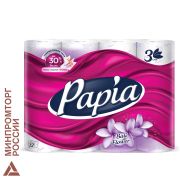 Бумага туалетная бытовая, спайка 12 шт., 3-слойная (12х16,8 м), PAPIA, аромат «Балийский цветок», 5080739