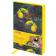 Ежедневник недатированный B6 (127х186 мм), BRAUBERG VISTA, под кожу, гибкий, 136 л., «Toucan tropics», 112114
