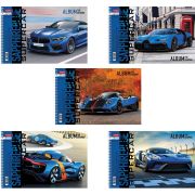 Альбом для рисования А4 32 л., спираль, обложка картон, HATBER, 205х290 мм, «BLUEsupercar» (5 видов), 067365, 32А4Всп