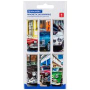Закладки для книг МАГНИТНЫЕ, «RETRO CARS», набор 6 шт., 60x20 мм, BRAUBERG, 113158