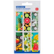 Закладки для книг МАГНИТНЫЕ, «FRUITS», набор 6 шт., 60x20 мм, BRAUBERG, 113160