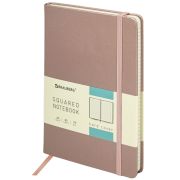 Блокнот А5 (148x218 мм), BRAUBERG «Metropolis Special», под кожу, 80 л., резинка, клетка, медный, 113334