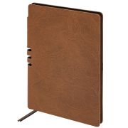 Блокнот А5 (140х200 мм), BRAUBERG «NEBRASKA», под кожу, 80 л., линия, коричневый, 113412