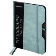 Блокнот А5 (162х218 мм), BRAUBERG «NOTE», под кожу софт-тач, с резинкой, 80 л., клетка, светло-серый, 113441