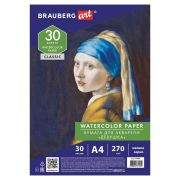 Бумага для акварели А4, 30 л., 270 г/м2, мелкое зерно, BRAUBERG ART CLASSIC, «Девушка», 114401