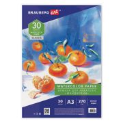 Бумага для акварели А3, 30 л., 270 г/м2, мелкое зерно, BRAUBERG ART CLASSIC, «Мандарины», 114402