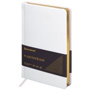 Ежедневник недатированный А5 138х213 мм, BRAUBERG «Iguana», под кожу, 160 л., белый, 114458