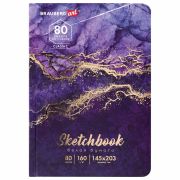 Скетчбук, белая бумага 160 г/м2, 145х203 мм, 80 л., твердая обложка, BRAUBERG ART CLASSIC «Мрамор», 114592