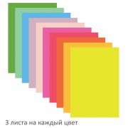 Цветная бумага А4 для аппликаций и оригами, 30 л., 10 цв., 80 г/м2, гребень, «Басня», 210х297 мм, ПО-9166
