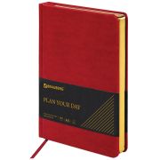 Ежедневник недатированный А5 138х213 мм BRAUBERG «Iguana» под кожу, 160 л., красный, 125092