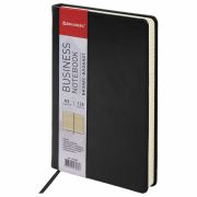 Блокнот А5 (148х218 мм), BRAUBERG «Income», 128 л., гладкий кожзаменитель, клетка, черный, 125208