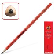 Карандаш чернографитный KOH-I-NOOR, 1 шт., «Triograph», B, трехгранный, без резинки, корпус красный, заточенный, 1802001001KSRU