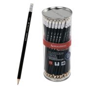 Карандаш чернографитный BRAUBERG «Style PRO», 1 шт., HB, с ластиком, корпус черный, 181723