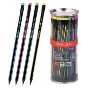 Карандаш чернографитный BRAUBERG «VIVID», 1 шт., HB, с ластиком, корпус ассорти, 181756