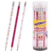 Карандаш чернографитный ЮНЛАНДИЯ «ГЕОМЕТРИЯ», 1 шт., HB, с ластиком, корпус ассорти, 181775