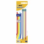 Карандаши чернографитные BIC Evolution «Stripes», НАБОР 3 шт., HB, с ластиком, блистер, 8902781